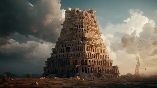 Bíblica antiga torre de Babel antigo testamento generativa ai