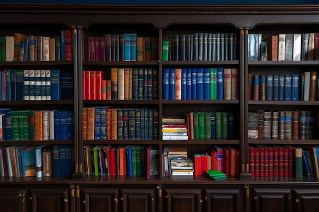 Biblioteca con estanterías de libros concepto de aprendizaje educativo
