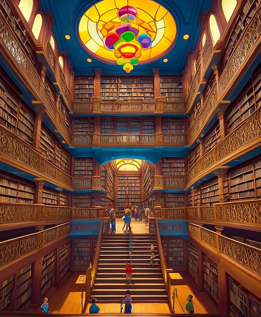 Foto una biblioteca fantástica día mundial del libro generativo ai