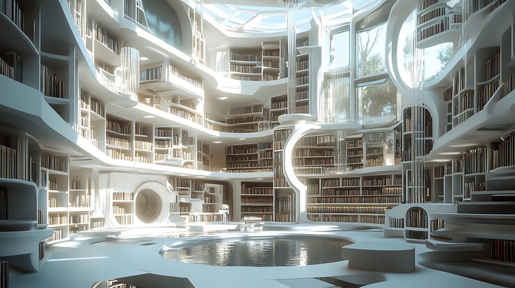 Foto la biblioteca futurista es una obra maestra de la arquitectura