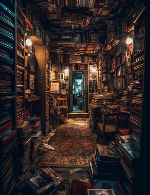 Una biblioteca con muchos libros