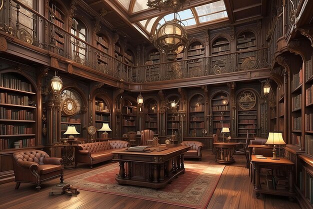 Foto biblioteca steampunk vitoriana