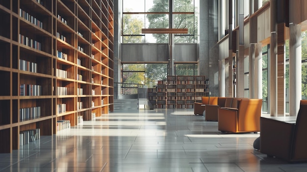 Biblioteca Universitária Moderna Interior Ambiente Acadêmico Contemporâneo