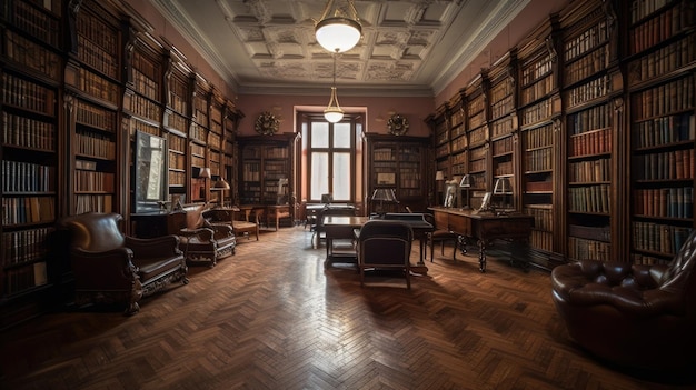 Bibliothek Ein Gebäude oder Raum mit von der KI erstellten Sammlungen