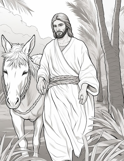 biblische Malblätter für Kinder Jesus betritt Jerusalem