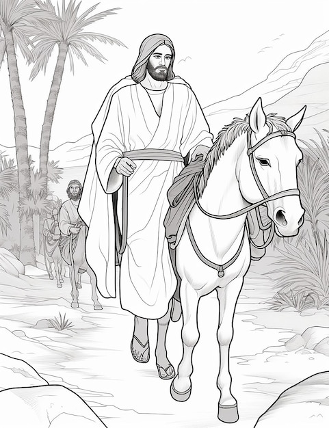 biblische Malblätter für Kinder Jesus betritt Jerusalem