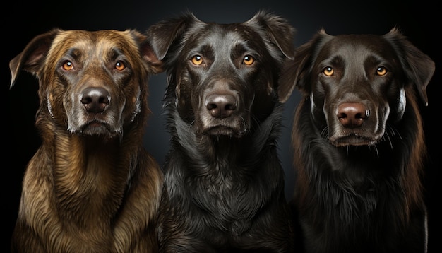 Bichinhos caninos fofos sentados juntos olhando para a câmera com lealdade gerada pela inteligência artificial