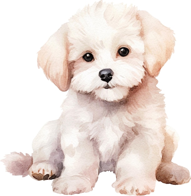 Bichon Frise Hundesitzendes Aquarell