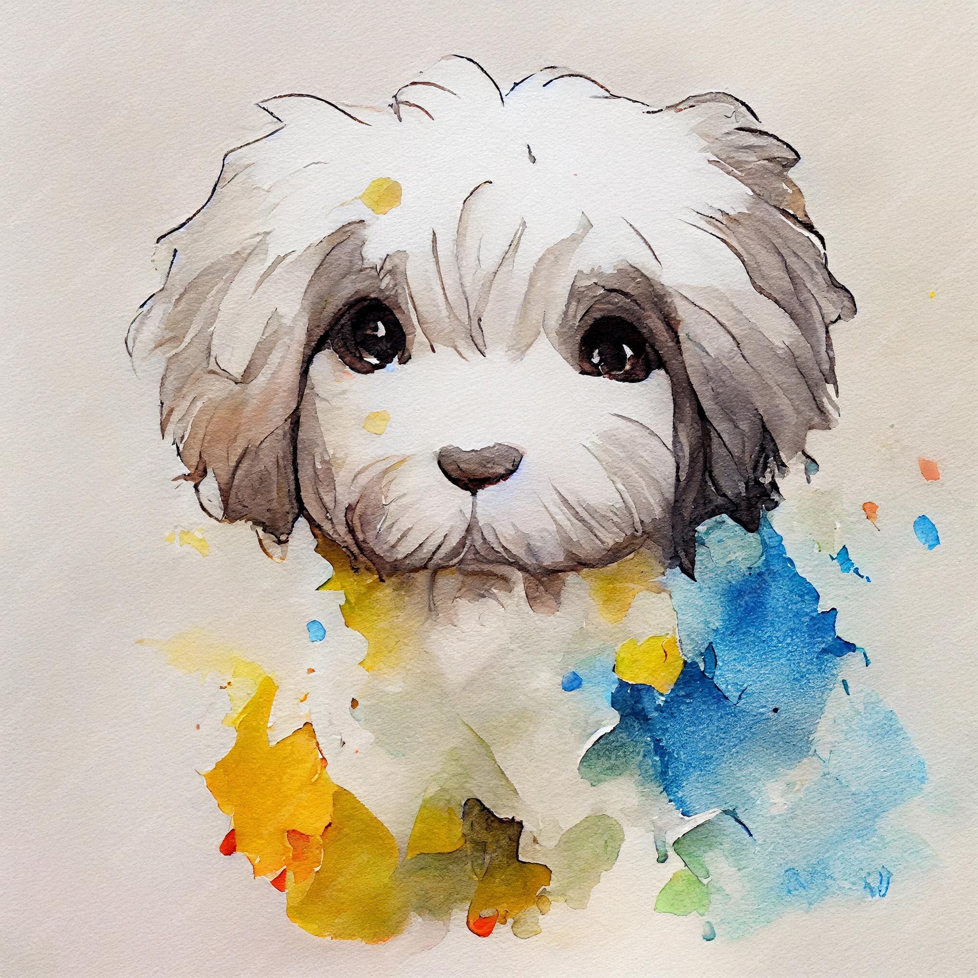 Pastor inglês velho. adorável cachorrinho. ilustração em aquarela com  manchas de cor. todas as raças de cães