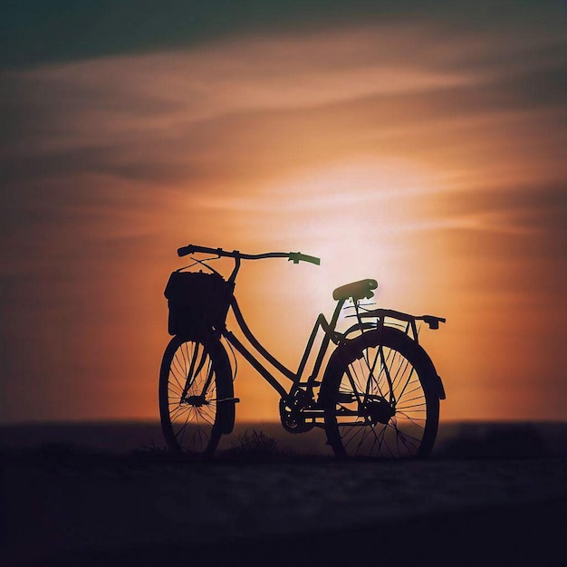 Una bicicleta al atardecer