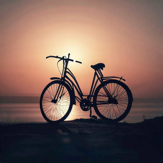 Una bicicleta al atardecer