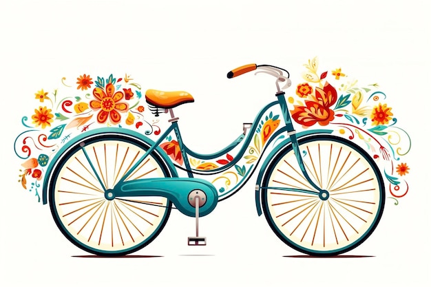 Foto una bicicleta antigua con sus ruedas compuestas de intrincados mandalas
