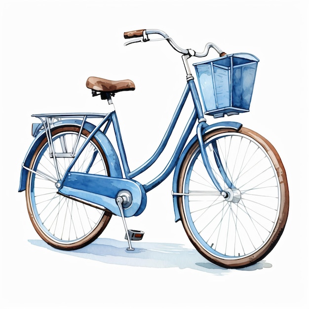 Bicicleta azul holandesa aislada sobre fondo blanco