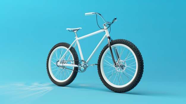 Bicicleta branca em fundo azul renderização 3D