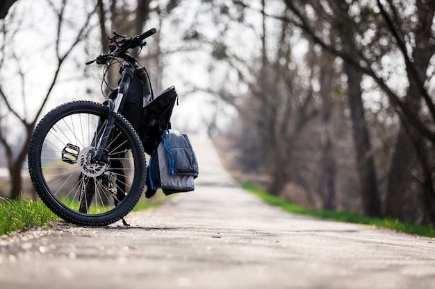 Bicicleta en el camino forestal