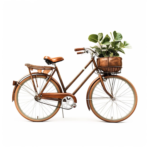 una bicicleta con una canasta que dice "planta en maceta" en la parte delantera