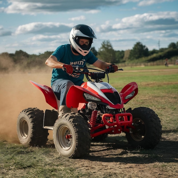 Bicicleta de carreras con dos pilotos en cascos en el campo