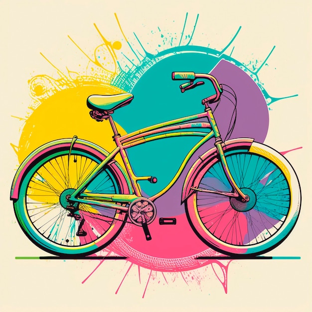 Bicicleta colorida em estilo pop art