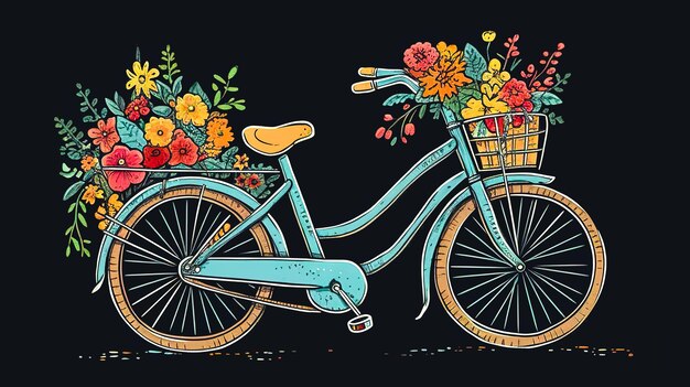 Foto bicicleta com uma cesta de flores ai generativa