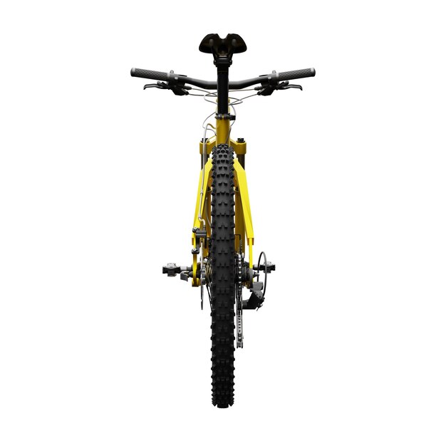 Foto bicicleta de montanha de ouro em uma renderização 3d de fundo branco isolado