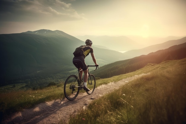 Bicicleta deporte hombre montañas Generar Ai