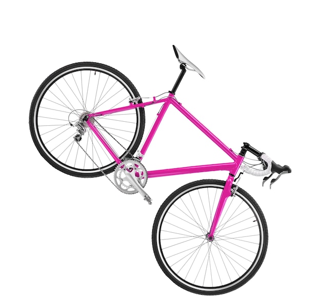 bicicleta desportiva rosa em fundo branco