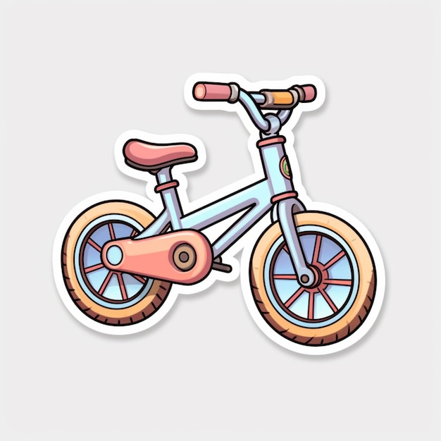 Foto bicicleta de dibujos animados con un asiento rosa y rayos azules generativo ai