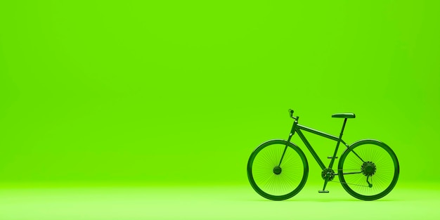 Bicicleta ecológica sobre fondo verde renderizado 3D