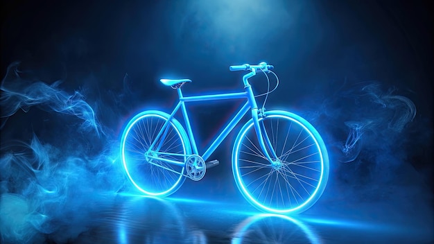 Foto una bicicleta en humo de neón neón brillante un concepto para el día de la bicicleta bandera