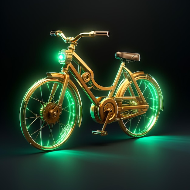 bicicleta luminosa con concepto clave en fondo gris arial