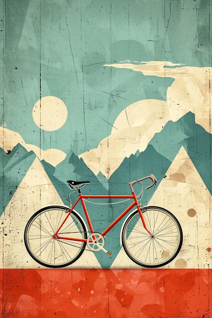 Bicicleta de montaña con fondo de montaña