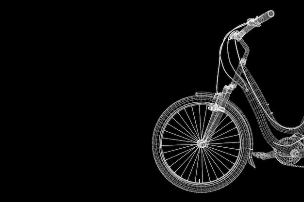 Bicicleta de montaña modelo 3D, estructura de la carrocería, modelo de alambre