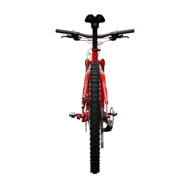 Bicicleta de montaña roja sobre un fondo blanco aislado renderizado 3d