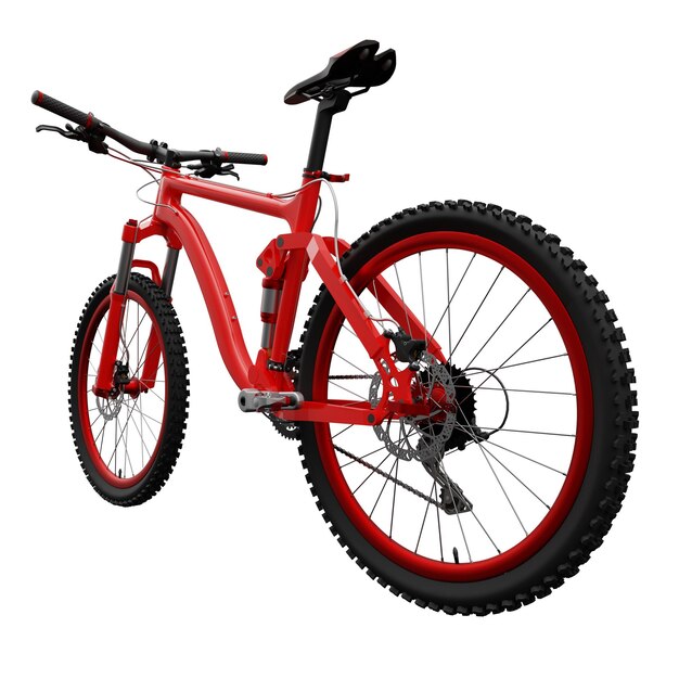 Bicicleta de montaña roja sobre un fondo blanco aislado renderizado 3d