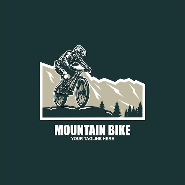 Bicicleta de montaña Silueta logo bicicleta cuesta abajo vintage logo ilustración vector