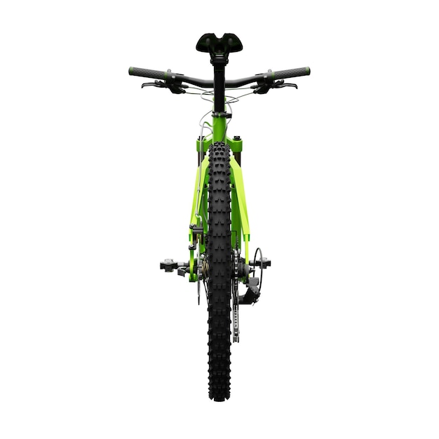 Bicicleta de montaña verde sobre un fondo blanco aislado renderizado 3d