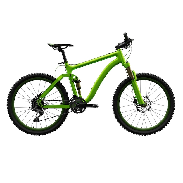 Bicicleta de montaña verde sobre un fondo blanco aislado renderizado 3d