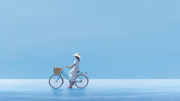 Bicicleta de mujer con cesta HD 8K fondo de pantalla Stock Photographic Image