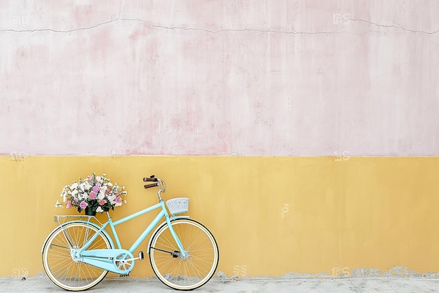 Una bicicleta retro azul pastel