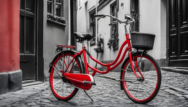 una bicicleta roja con una canasta en el frente y el número 3 en el frente