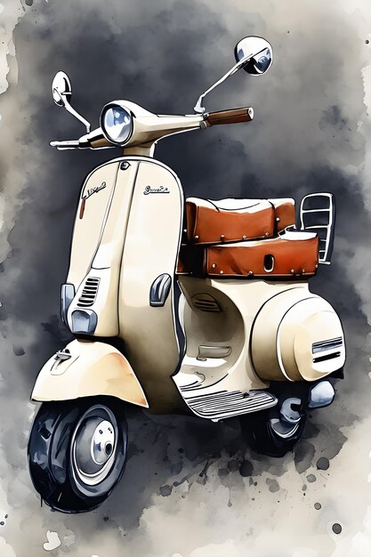 Foto bicicleta scooter aquarela