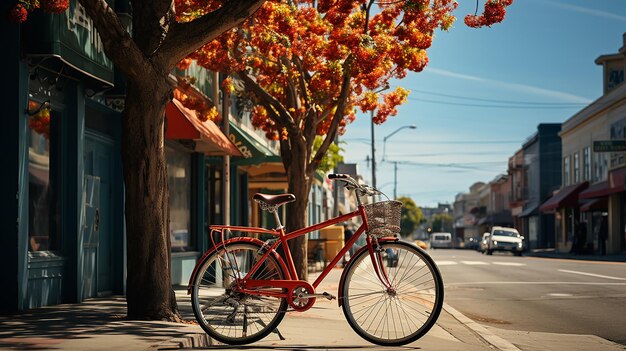 Bicicleta Vermelha Estacionada Na Esquina