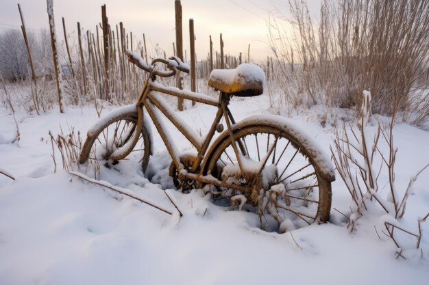 Bicicleta vintage abandonada en un ventisquero cerca de un parque creado con ai generativo