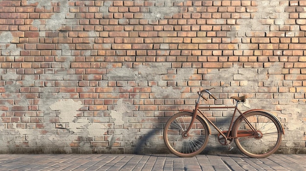 Bicicleta vintage apoiada contra uma parede de tijolos Imagem urbana