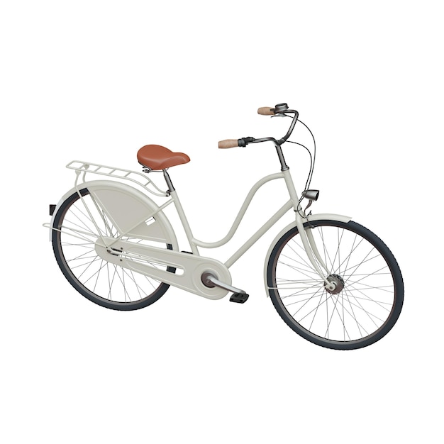 Bicicleta vintage de renderização 3D em fundo branco