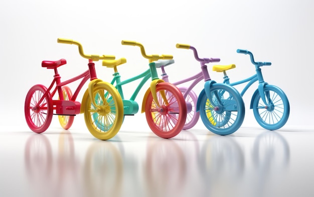 bicicletas de plástico parecem 3D em fundo branco