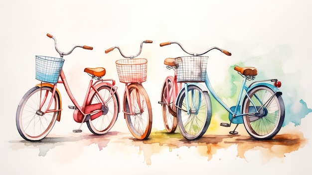 Bicicletas vintage acuarelas