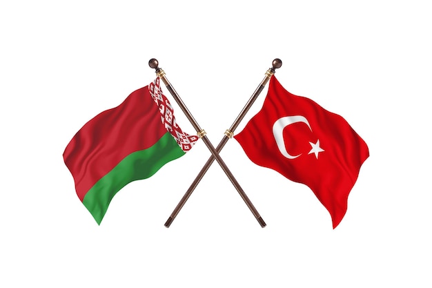 Bielorrusia frente a Turquía dos países banderas fondo