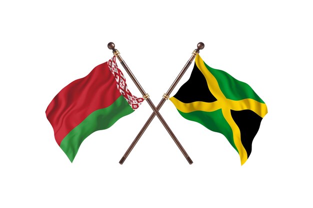 Bielorrússia versus Jamaica Dois Países Bandeiras Fundo