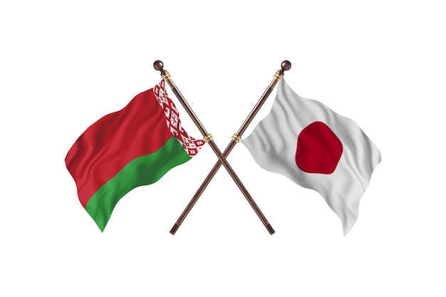 Bielorrússia versus Japão Fundo de bandeiras de dois países